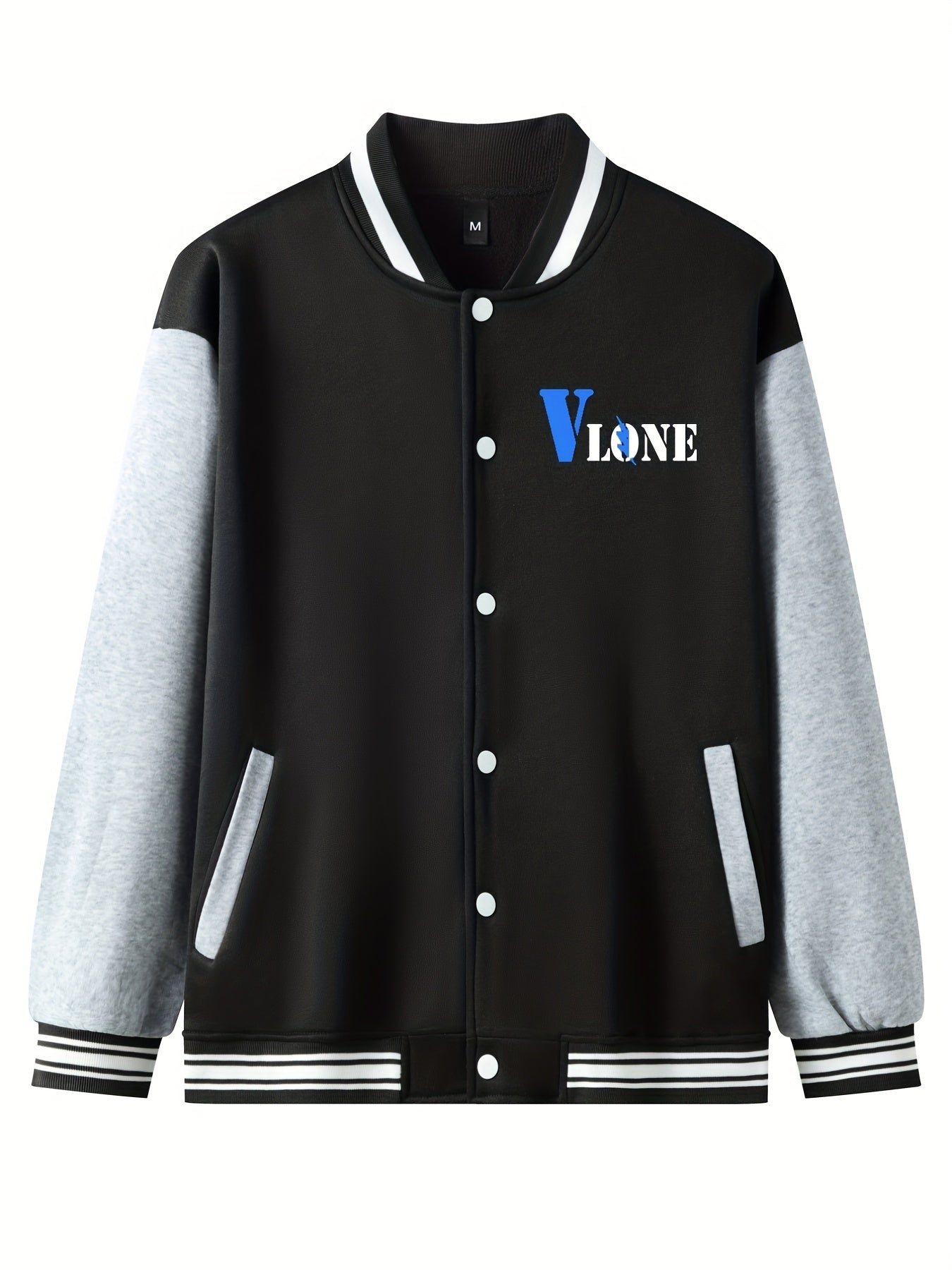 V Letter Print Snake Pattern Graphic Baseball Jacket Men's Clothes