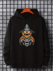 Men's Cartoon Pumpkin Graphic Hoodie Active Halloween Style