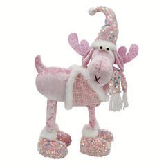 Pink Christmas Elk Knitted Doll Ornament Decorative Deer