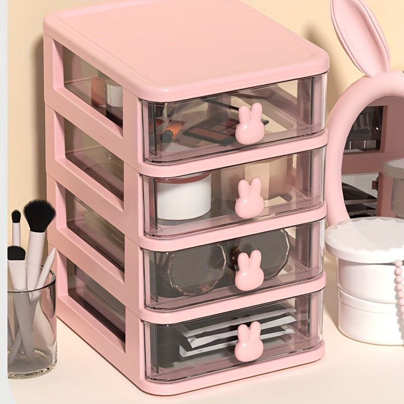 Rabbit Layer Plastic Desktop Storage Drawer Box - Durable Storage Rack