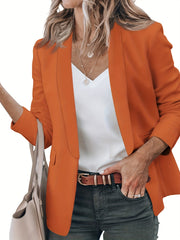 Shawl Collar Open Front Blazer Long Sleeve For Office Women