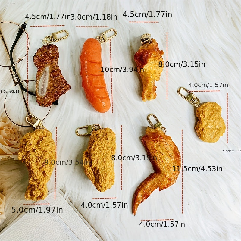 Food Keychain Fried Chicken Legs - Simulated Toy Chain Pendant Jewelry