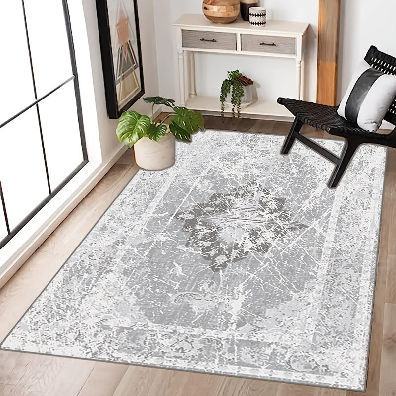 Vintage Washable Area Rug Indoor Flower Printing Carpet Non Slip