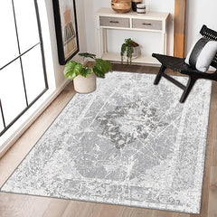 Vintage Washable Area Rug Indoor Flower Printing Carpet Non Slip