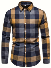 Plaid Print Men's Casual Long Sleeve Shirt