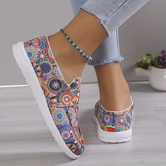 Women's Floral Slip-On Loafers Canvas Shoes Lightweight Casual Sneakers