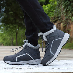 Women's Faux Fur Thermal Hiking Shoes - High Top Lace up Non slip