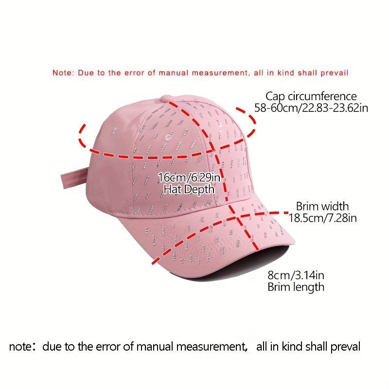 Casual Rhinestone Cotton Baseball Cap Hip Hop Sunscreen Sports Hat
