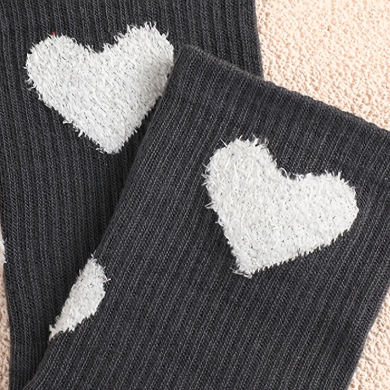 3 Pairs Heart Print Socks Comfy & Breathable All match Socks Women's Stockings