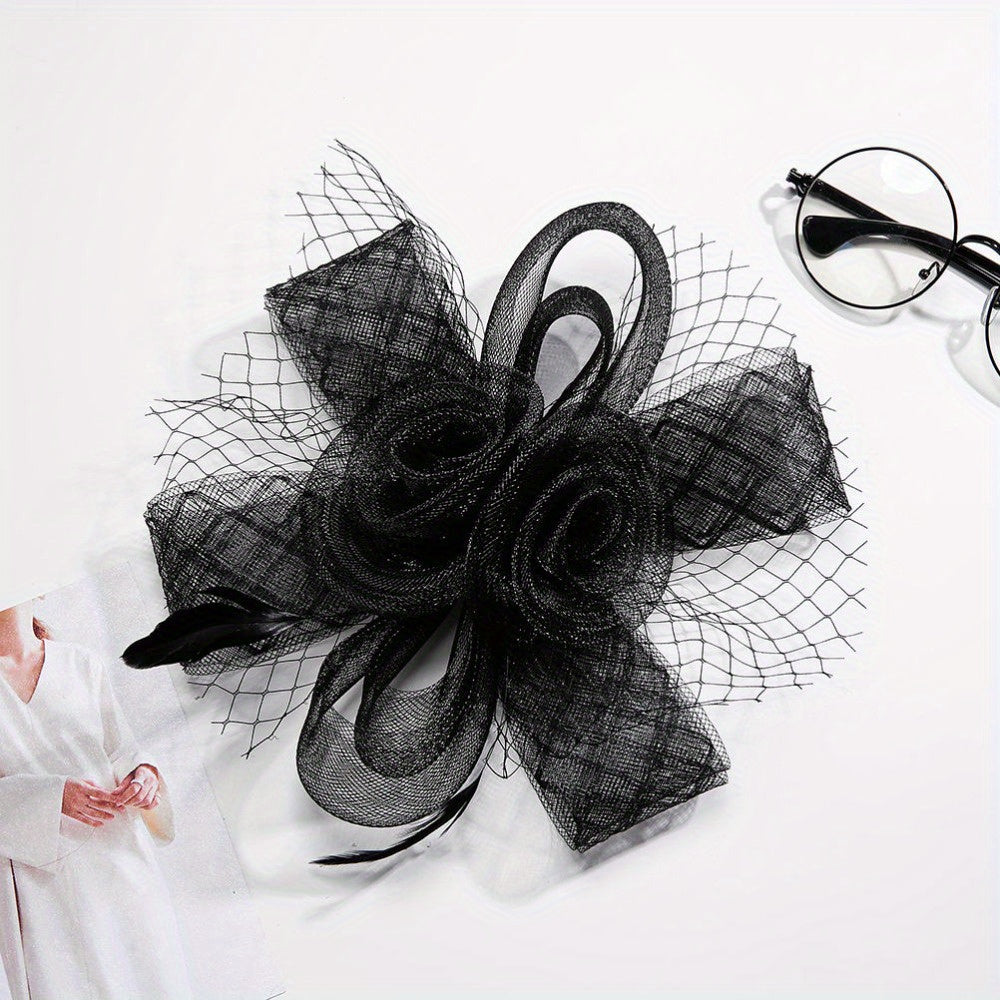 Mesh Flower Head Piece Bridal Fascinator Headpiece