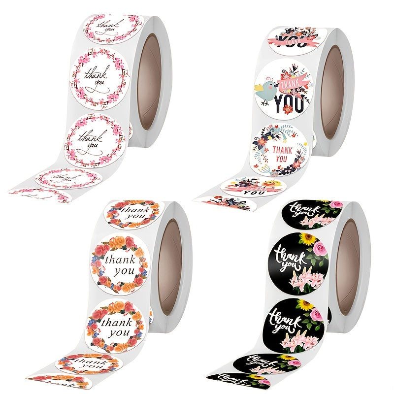 500 Thank You Sticker Roll 0.98in Small Round Circle Sticker