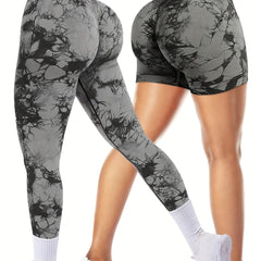 Tie Dye Shorts & Leggings Set - Yoga Running Activewear