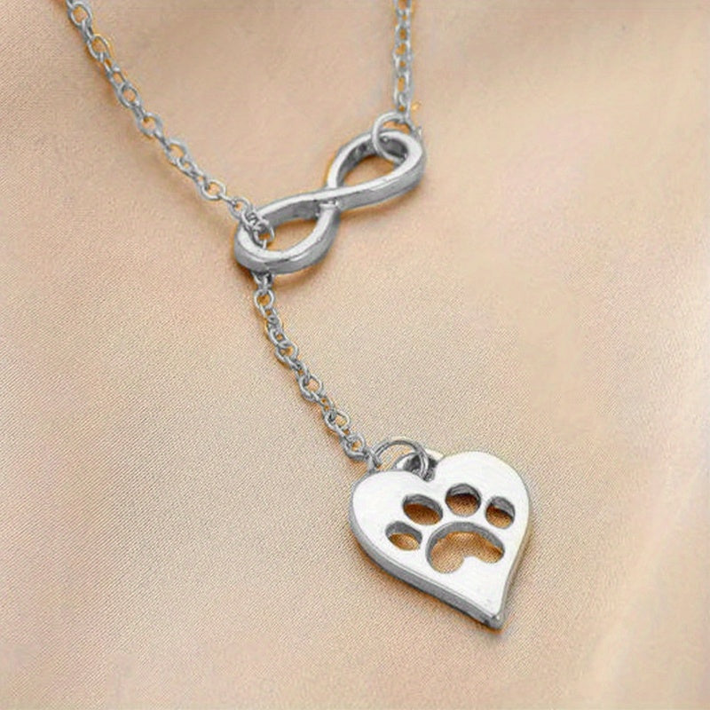 Heart Shaped Dog Claw Pendant Necklace for Girls