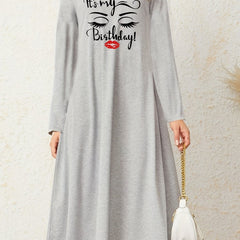 Casual Loungewear Dress Women's Plus Cartoon Figure & Slogan Print