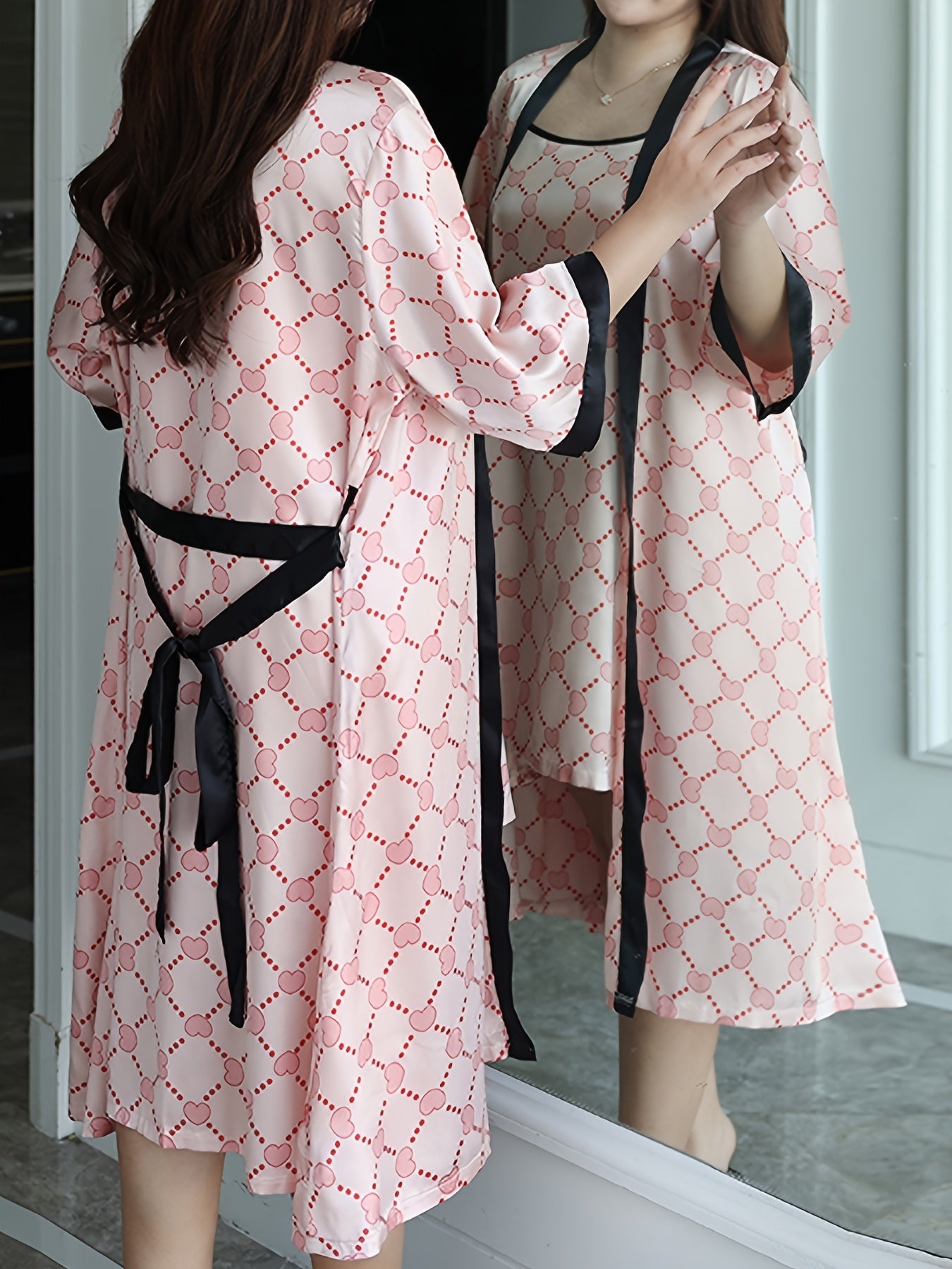 Satin Floral Nightgown & Nightdress Pajama Set Women's Plus Sleepwear