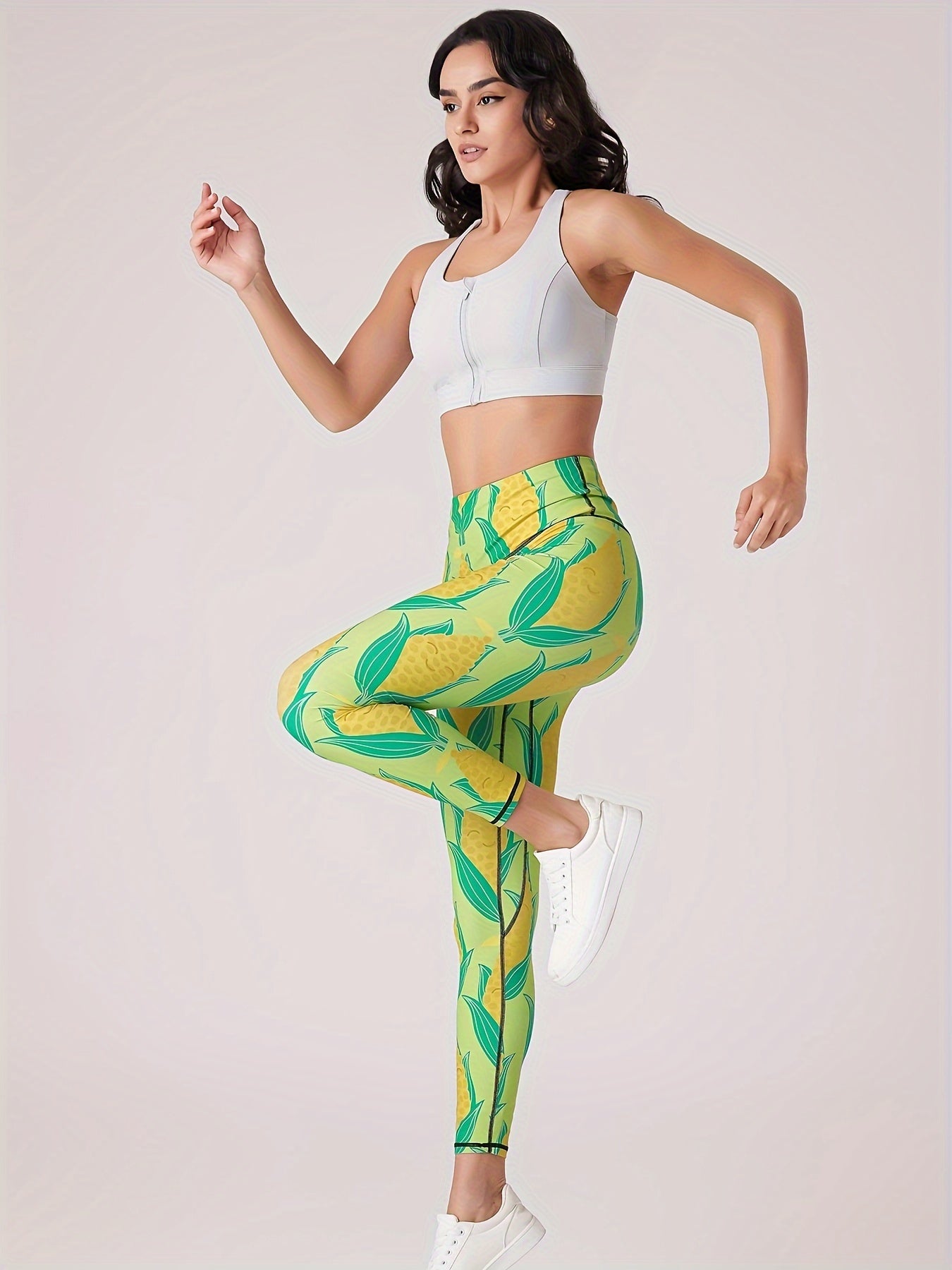 Corn Print High Waist Yoga Leggings Quick Drying Cropped Pants