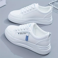 Women's Platform Skate Shoes Lace Up Low Top Sneakers Round Toe Sports Shoes