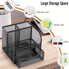Metal Pen Holder Sticky Note Storage Box Desktop Drawer Type