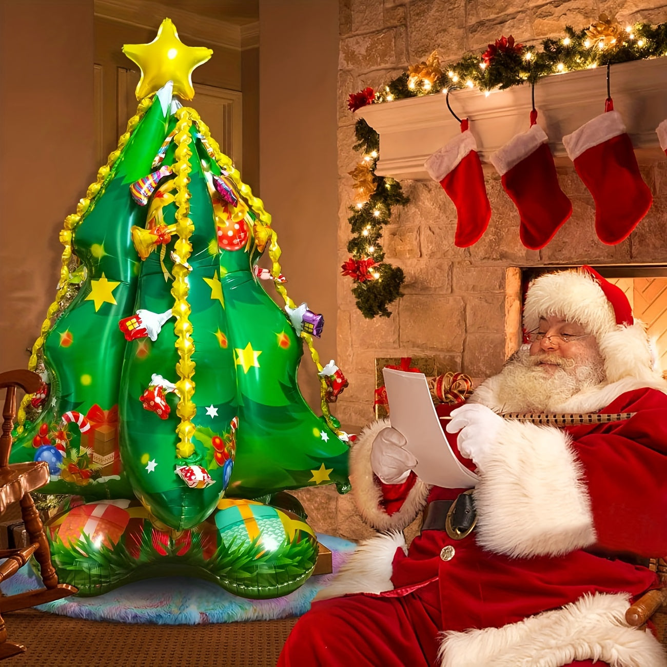 4D Christmas Tree Foil Balloon 144cm Self Standing