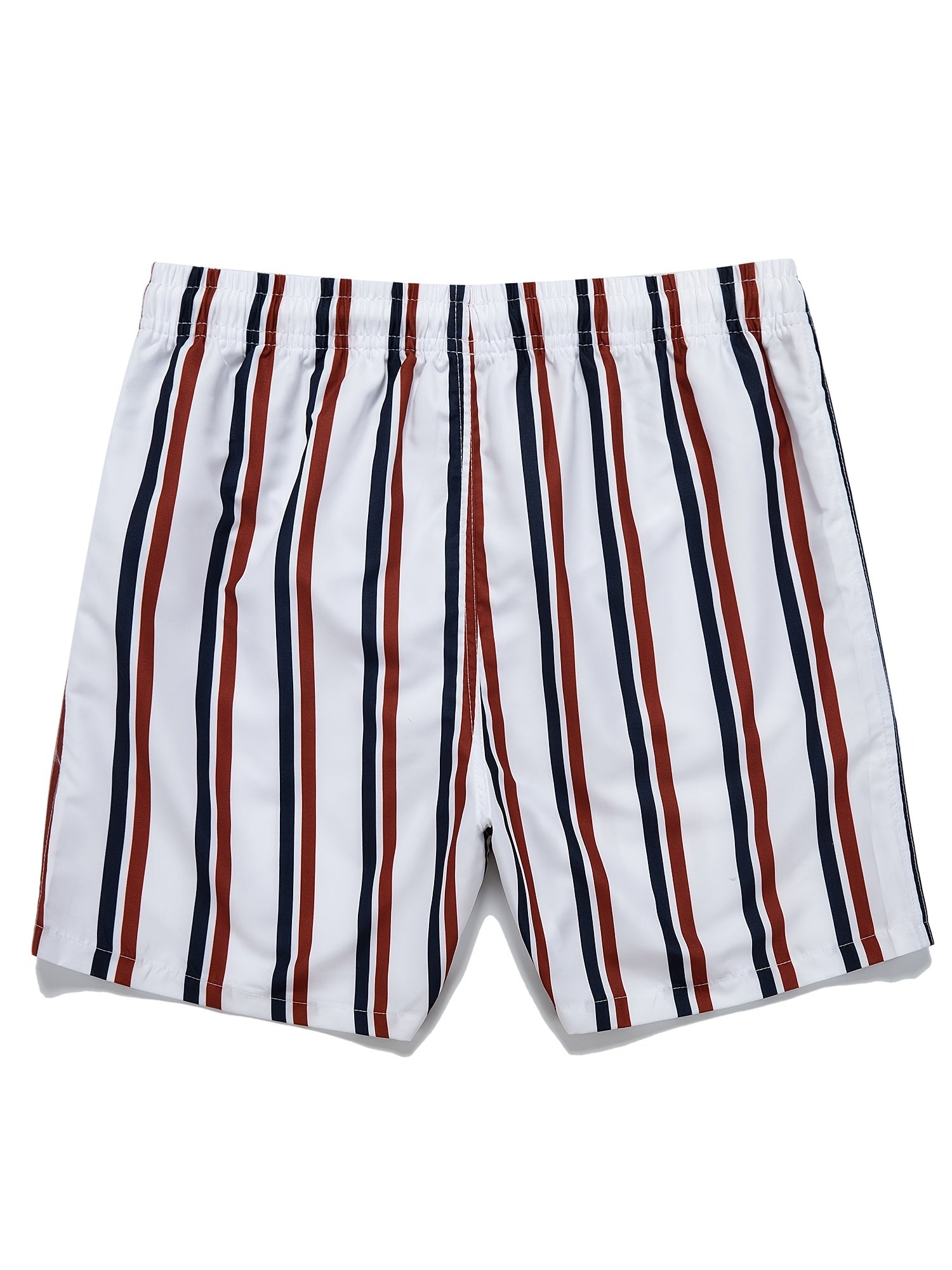 Vertical Stripes Men s Quick Dry Hawaiian Board Shorts With Pockets