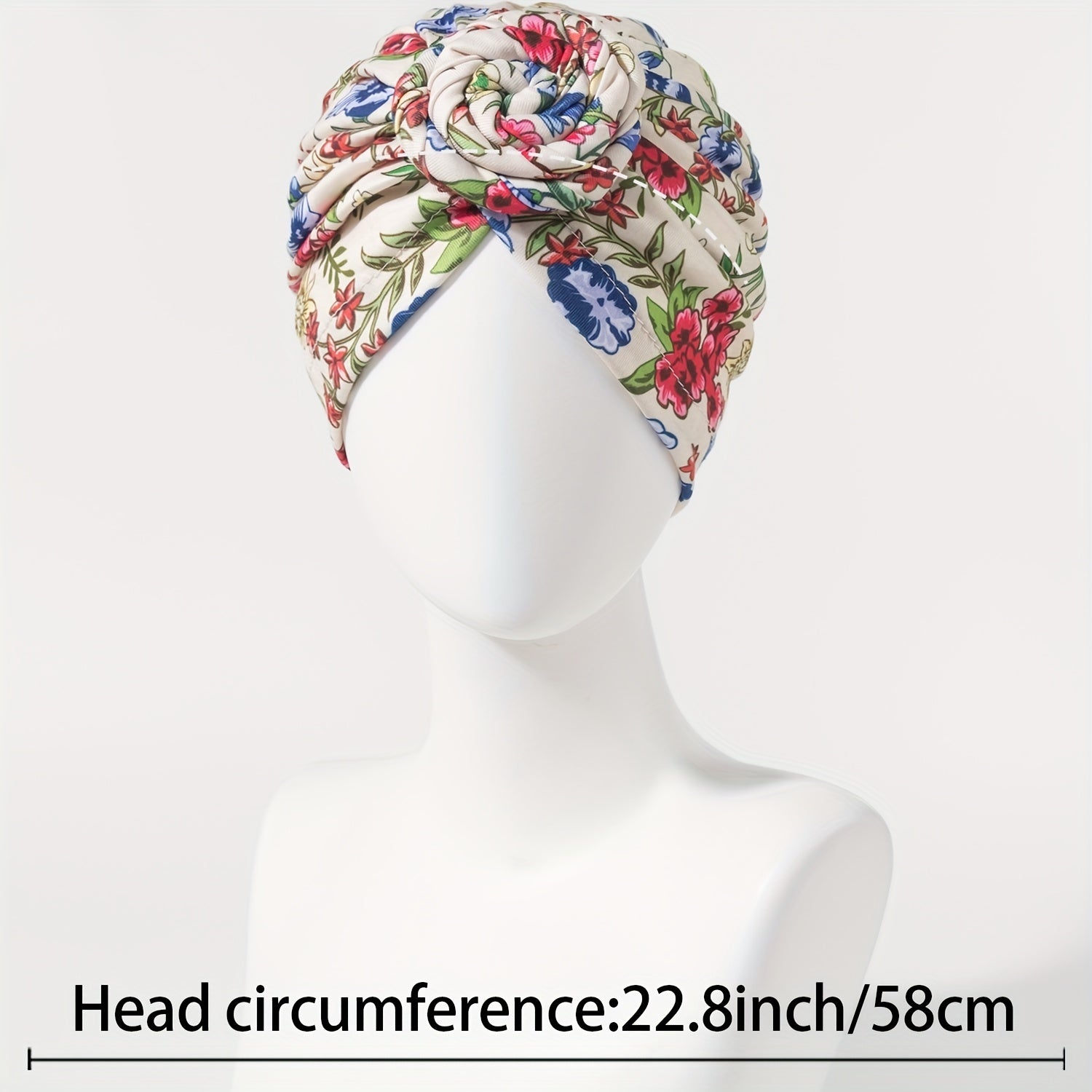 Flower Print Turban Beanie Pre Tied Head Wrap Women Chemo Cap