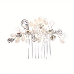 Crystal Faux Pearl Hair Comb Head Jewelry Insert Comb