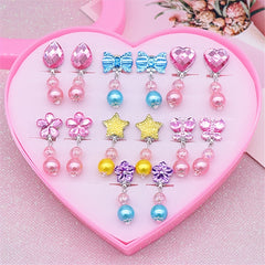 7 Pairs Acrylic Pendant Ear Clip Earrings No Piercing for Girls