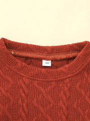 Girl's Knitted Jacquard Sweatshirt & Plaid Skirt Set for Spring Autumn