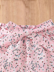 Toddler Girls Flowers Graphic Belted Shorts Kids Summer Clothes