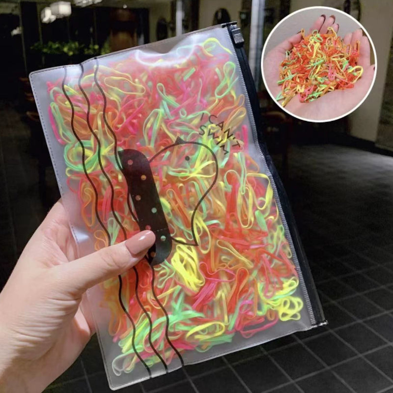 500 Colorful Disposable Hair Ties in Bird Storage Bag for Baby Girls