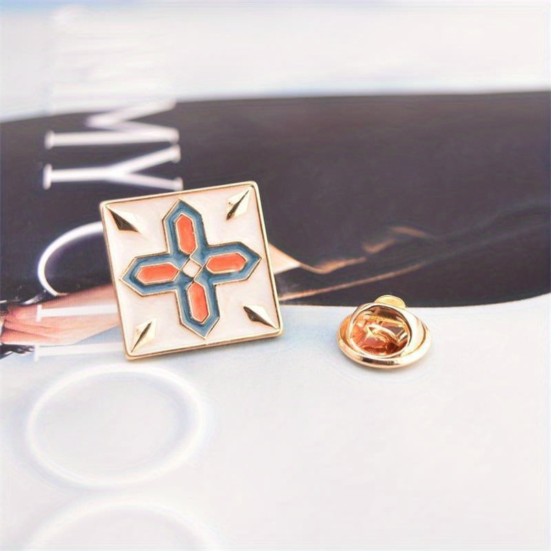 Unisex Collar Buckle Cufflinks Square Drip Oil Creative Pattern