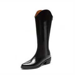 Women's Pointed Toe V Cut Mid-Calf Boots