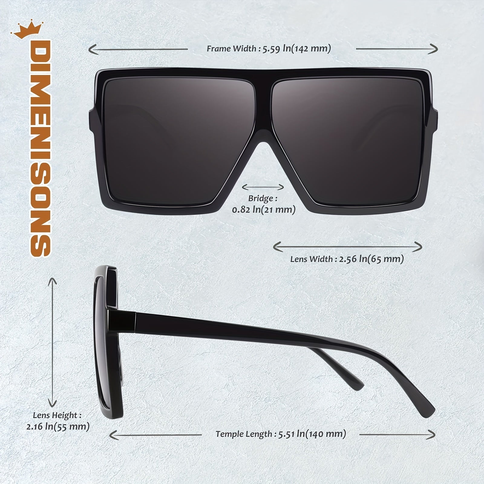 2 Pairs Oversized Square Sunglasses UV400 Sun Shades