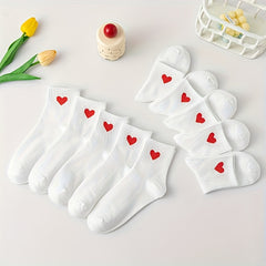 10 Pairs Heart Print Socks - Women's Stockings