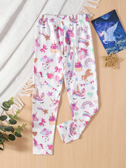 Girls' Unicorn & Stretchy Athletic Leggings Kids Elastic Waist Ankle Pants
