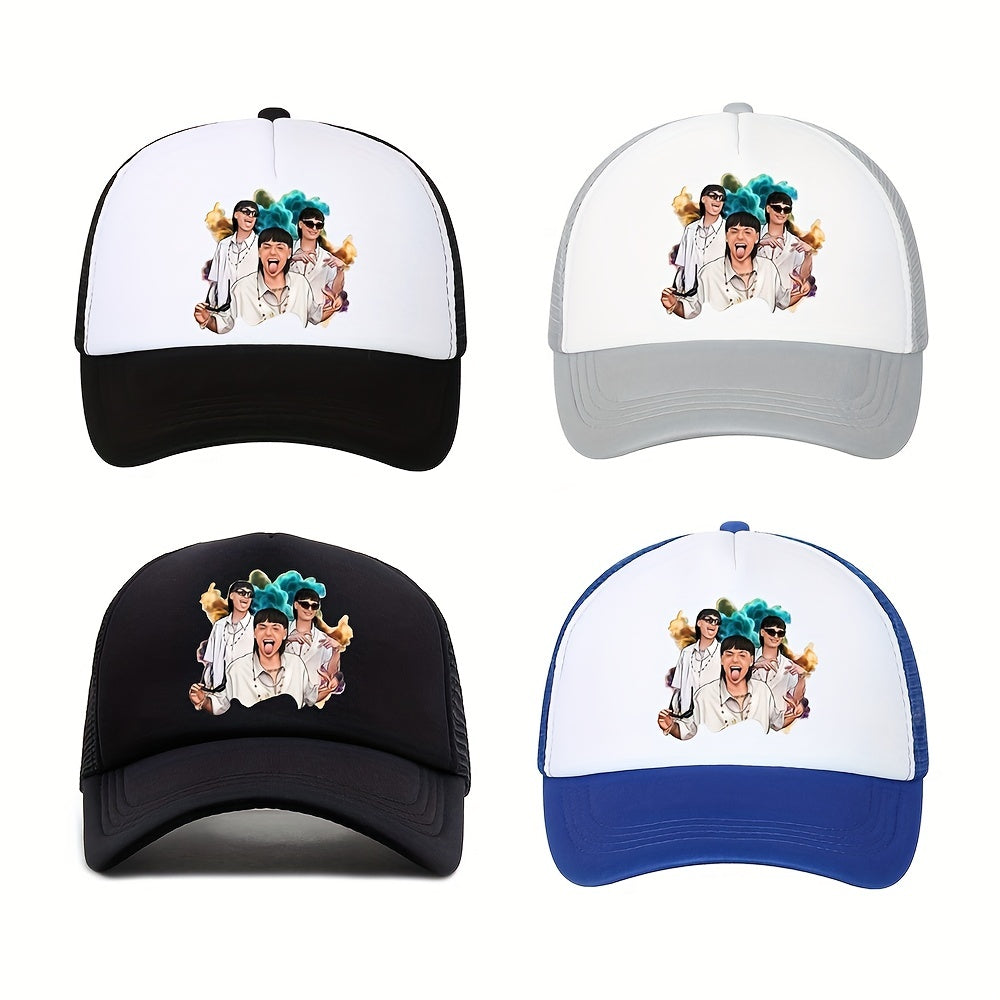 Men's Cartoon Print Baseball Hat Hip Hop Sunshade Dad Truck Hat