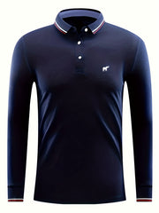 Elephant Print Men's Casual Button Up Long Sleeve Lightweight Polo Shirt