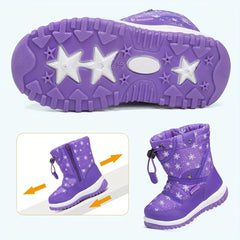 Girl's High Top Snow Boots Warm Fleece Non-Slip Plush Cozy Hiking Shoes