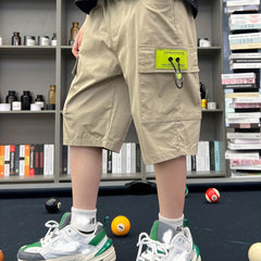 Boy's Cargo Shorts Letter Patched Bottoms Street Style Casual Kid's Clothes