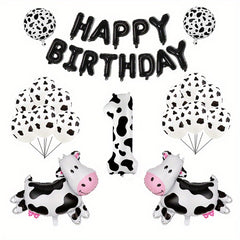 Farm Animal Theme Birthday Party Decoration Set - Cow Print Balloon Set