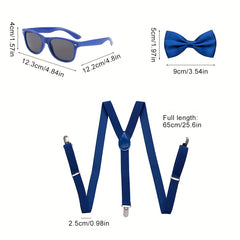 Neon Suspender Bow tie Sunglasses Set Adult Kids