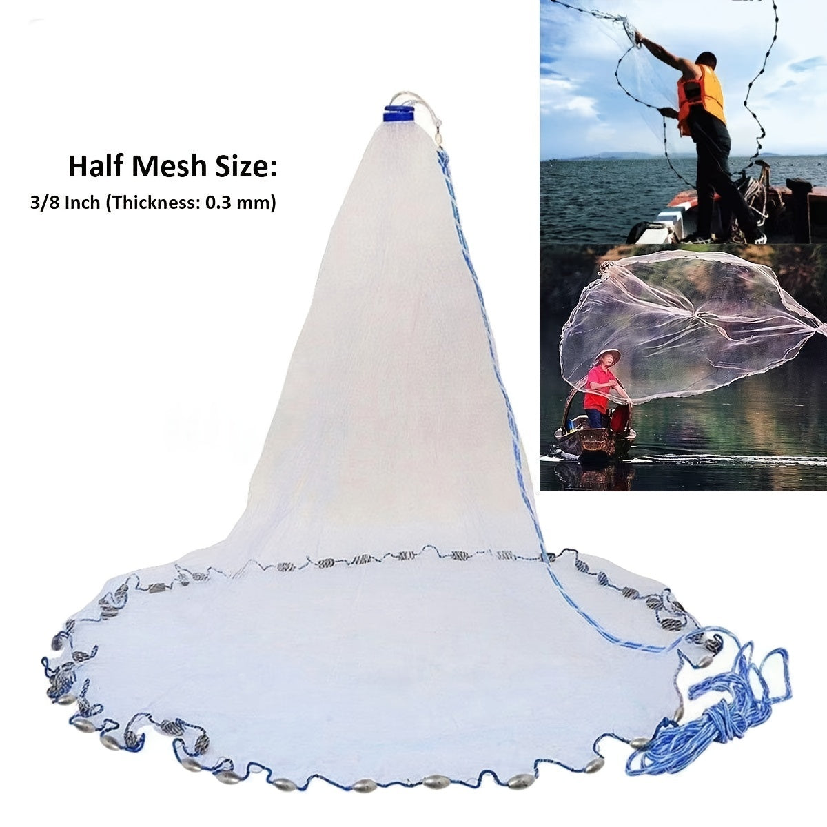 Hand Throwing Net with Fishing Line Accessories