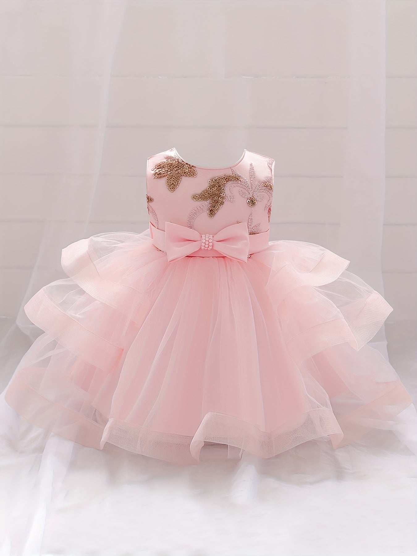 Mesh Puffy Dress Baby Christening Flower Girl Birthday Party Toddler Princess