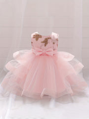Mesh Puffy Dress Baby Christening Flower Girl Birthday Party Toddler Princess