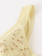 Floral Wireless Bra with Front Buckle