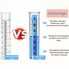 Rain Gauge Replacement Tube Glass 7in Outdoor Patio Garden Large Scale Tube