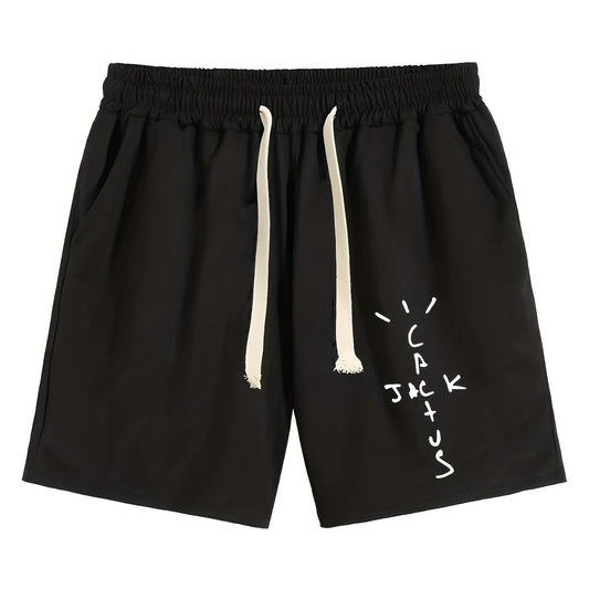 Men's Letter Print Drawstring Shorts for Summer