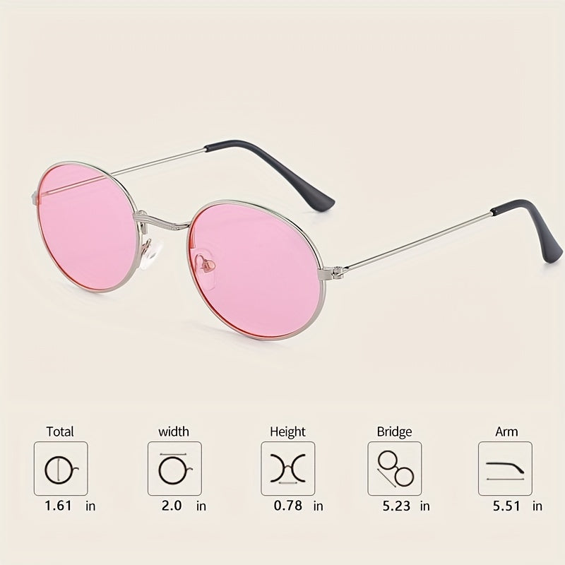 Round Frame Sunglasses Tinted Lens Thin Metal Frame Eyewear