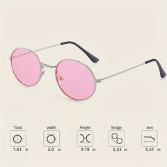 Round Frame Sunglasses Tinted Lens Thin Metal Frame Eyewear