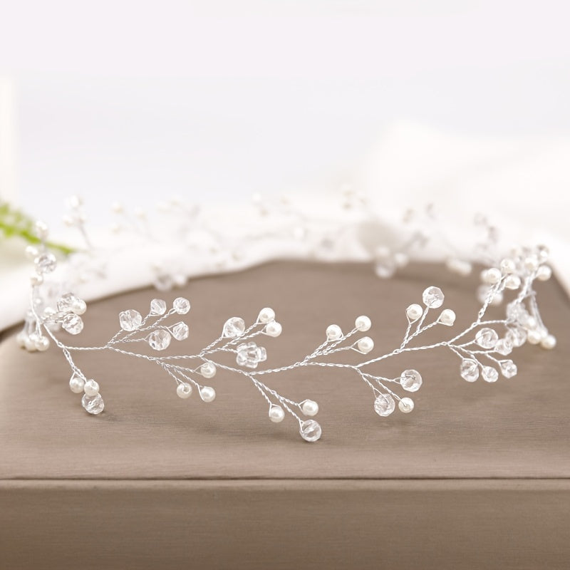 Bridal Hairband Pearl Crystal Beaded Hair Accessories Wedding